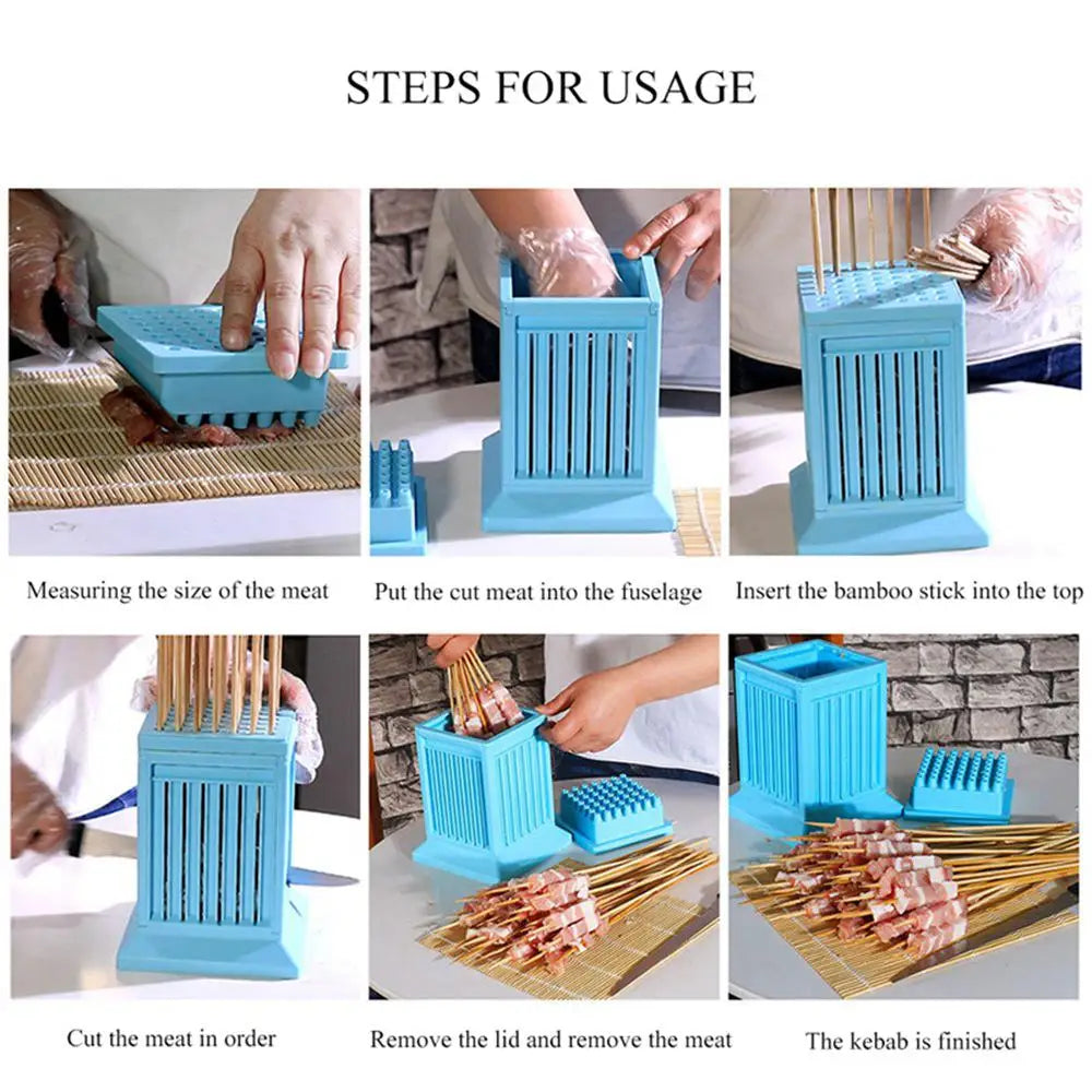 BBQ Kebab Maker Set – 49 Skewers, Meat Cutter & BBQ Tools
