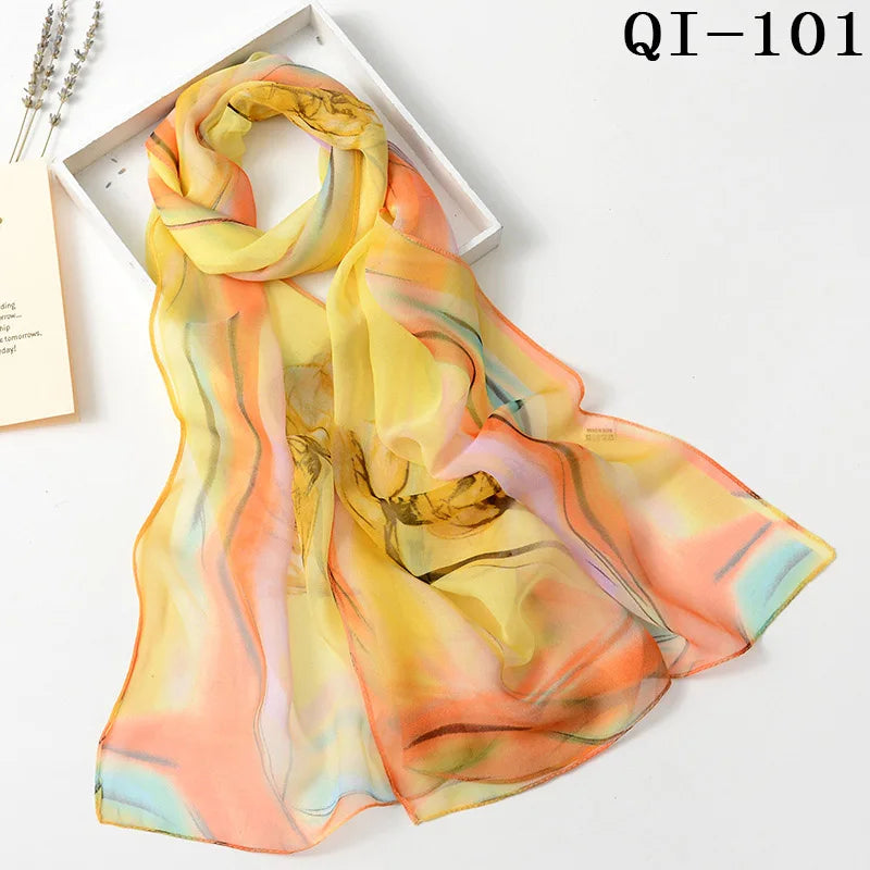 Multiple Lotus Leaf Flower Chiffon Georgette Bandana Scarf Women