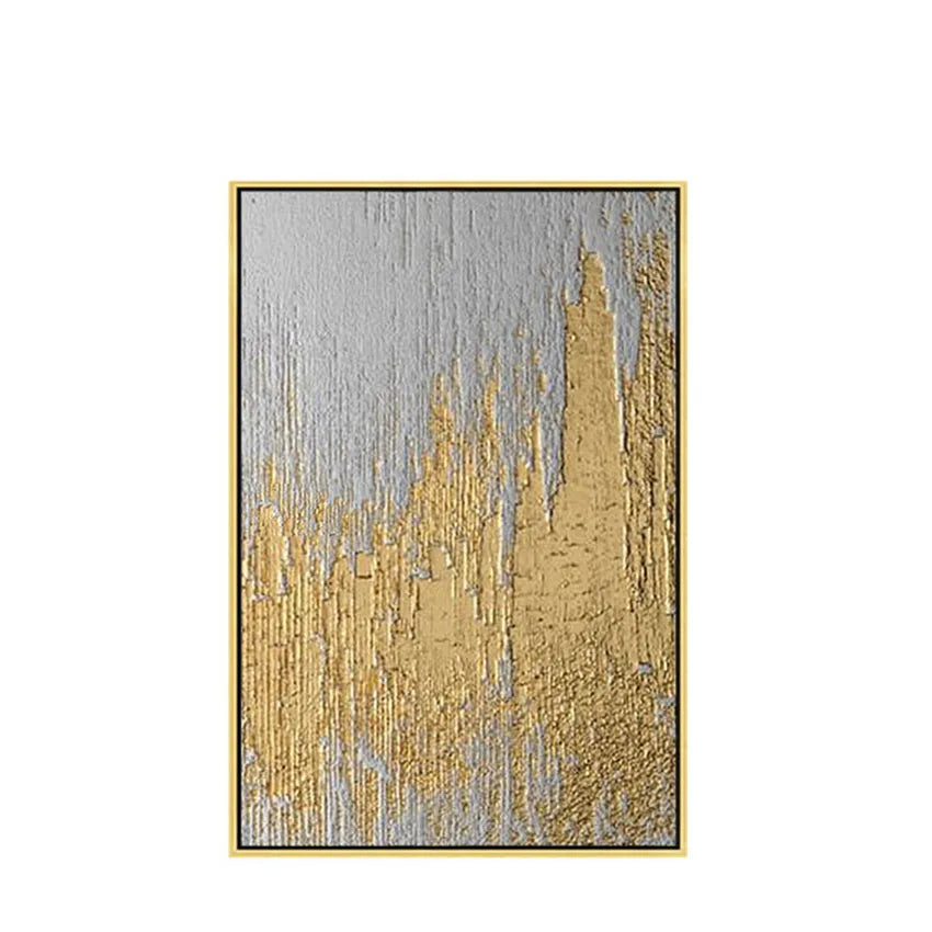 Nordic design abstract golden walll pictures for Christmas home decoration Hand painted oil painting on canvas for living room Peaceful Pleasures Health and Wellness No frame 120cmx240cm