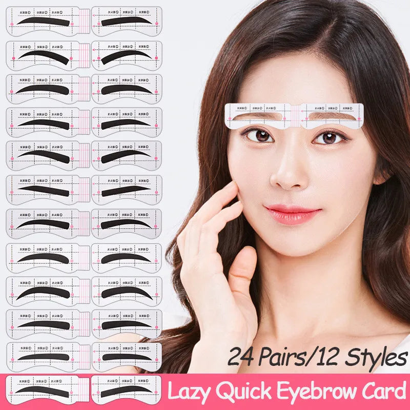 24-Pair Eyebrow Stencil Stickers Set | 12 Shapes Makeup Tool