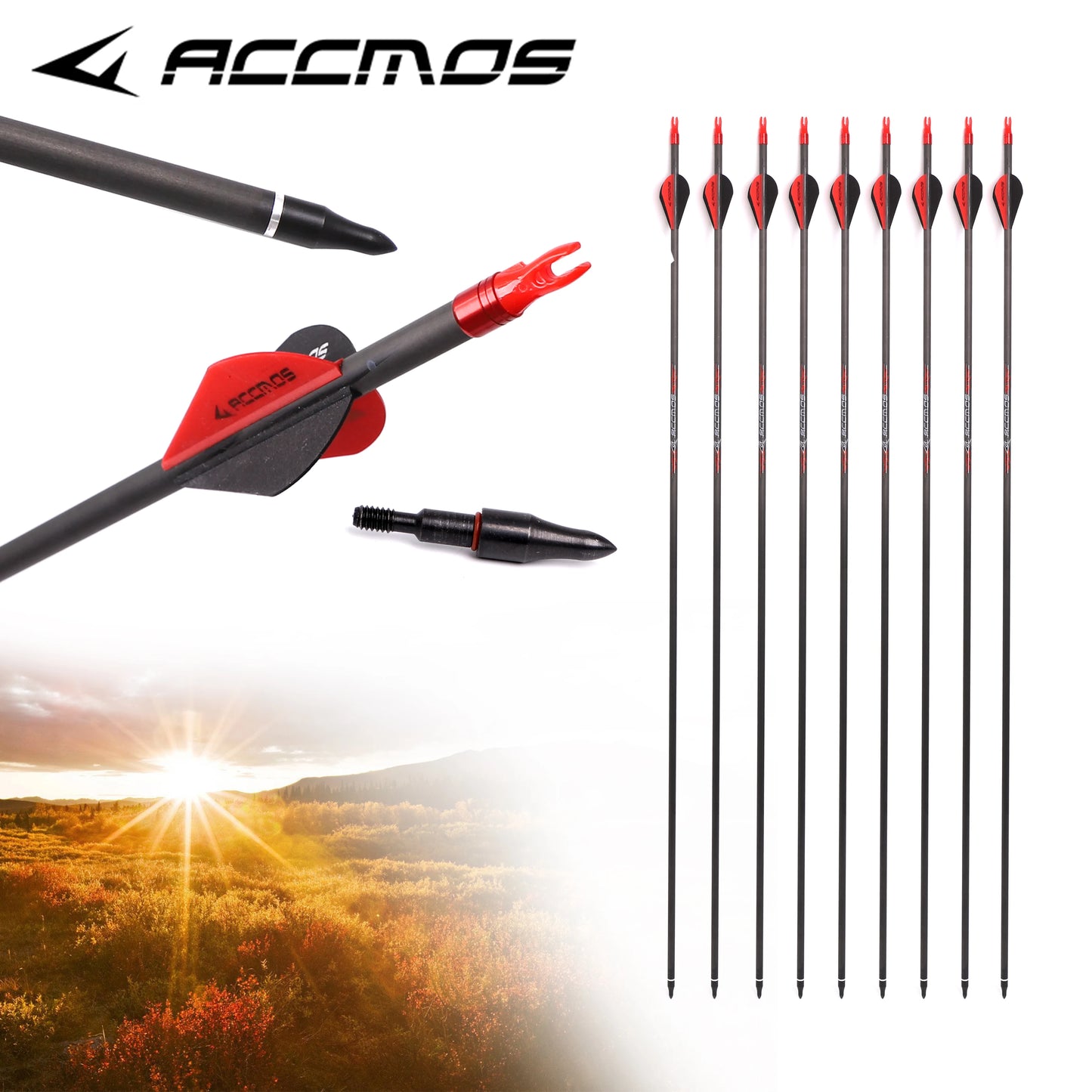 6 4 Feather Pure Carbon Arrow ID6 Spine250 300 350 400 500 600 700
