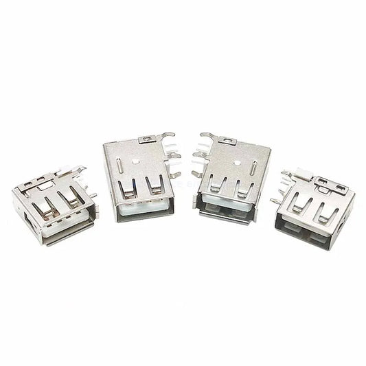 10pcs USB 2.0 A Female PCB Mount Socket Connector USB Vertical Side Inser Female Jack Connector Long/Short Type 90 Degree Peaceful Pleasures Health and Wellness