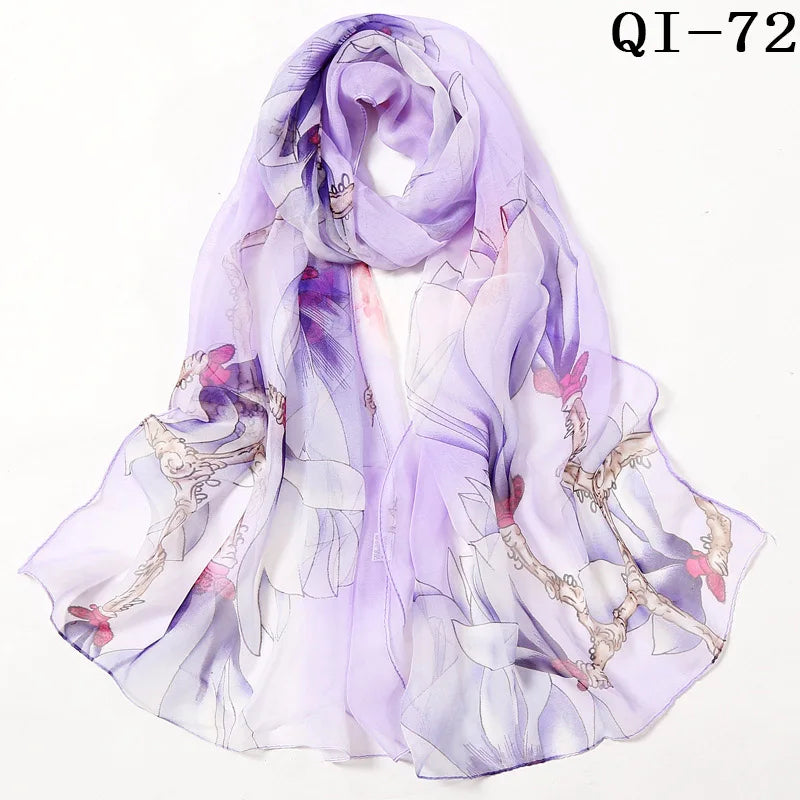 Multiple Lotus Leaf Flower Chiffon Georgette Bandana Scarf Women