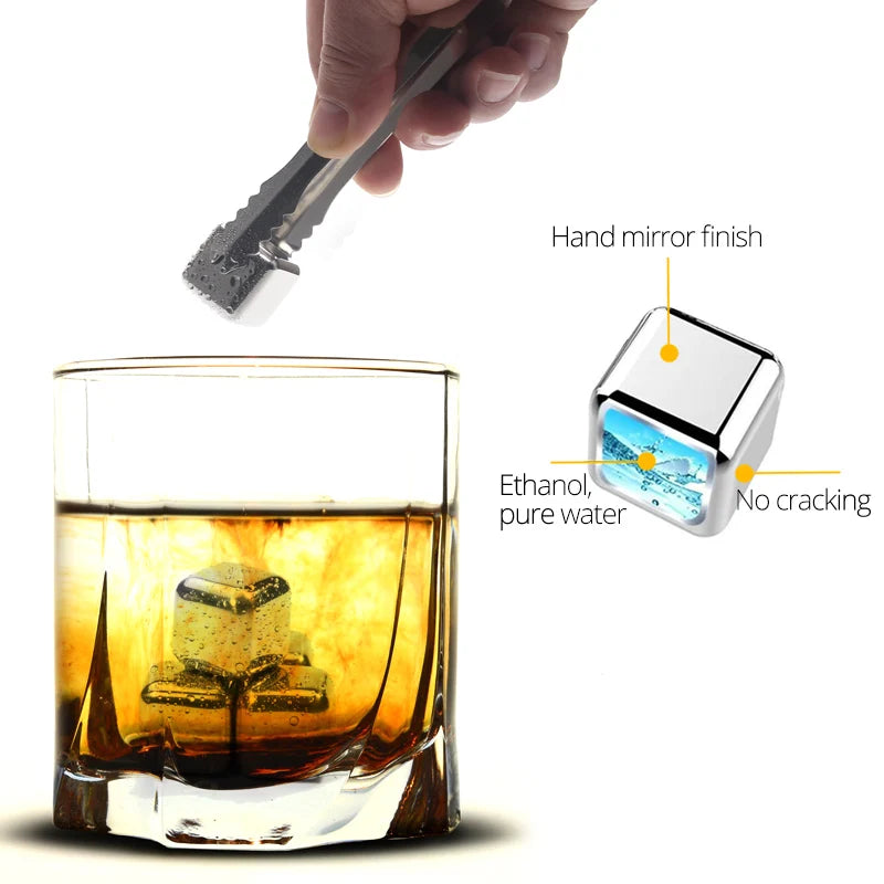 Stainless Steel Ice Cubes, Reusable Chilling Stones for Whiskey Wine, Keep Your Drink Cold Longer, SGS Test Pass Peaceful Pleasures Health and Wellness