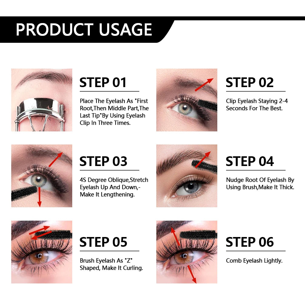QIBEST Black Mascara 4D Volume Waterproof Lash Eyelashes Extension Lengthening Eyelashes Liquid Rimel Mascara Cosmetics Makeup Peaceful Pleasures Health and Wellness