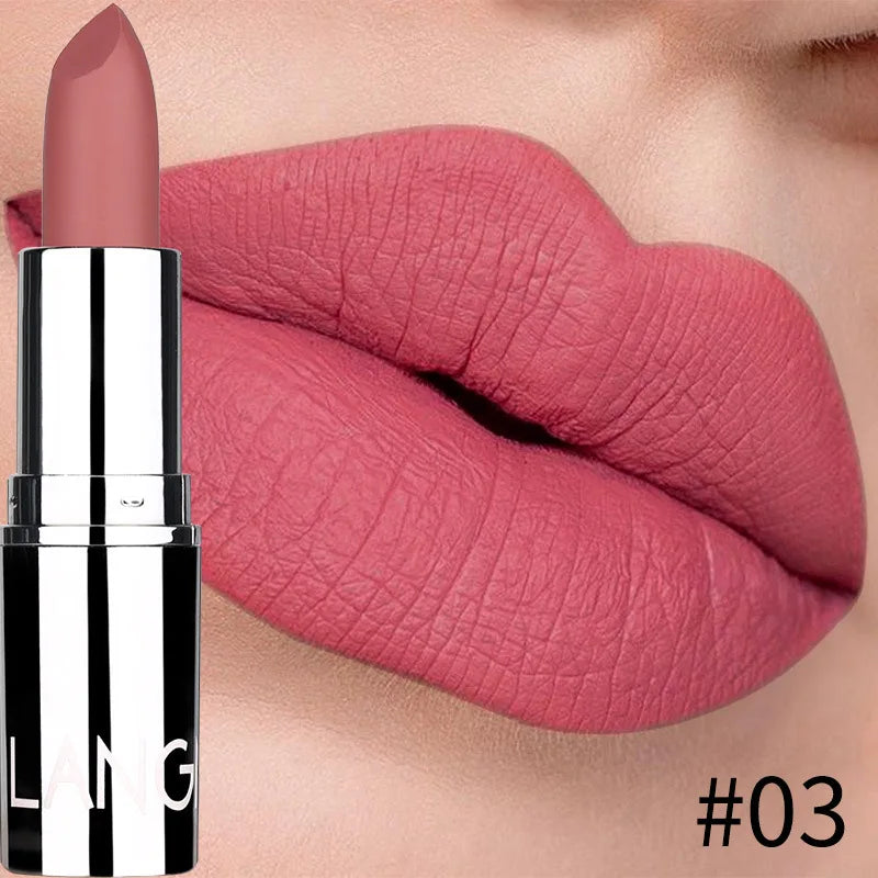 Langmanni Matte Velvet Lipstick – 8 Colors, Waterproof Long-Lasting