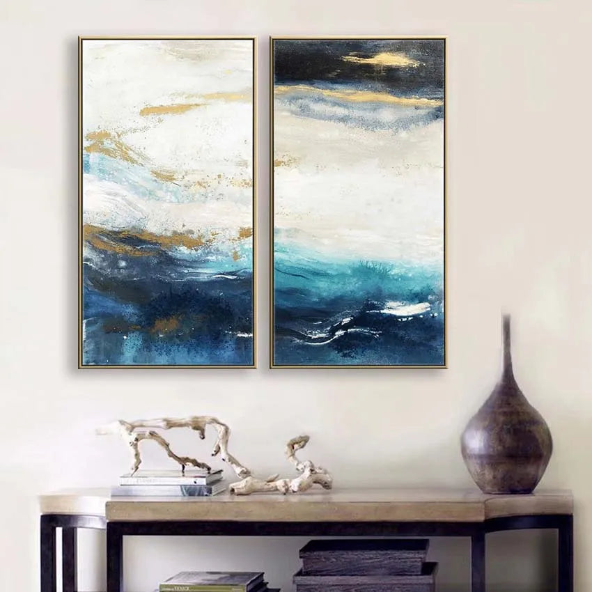 Duplex Living Room Background Wall Handmade Canvas Oil Painting Abstract Vertical Version Porch Corridor Home Decoration Posters Peaceful Pleasures Health and Wellness