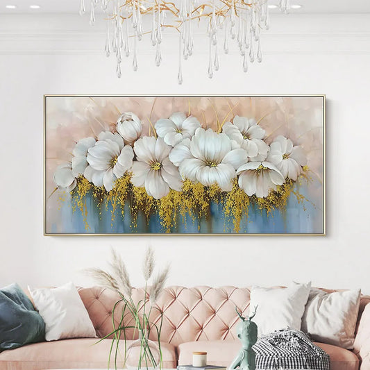 Household goods wall art beautiful flowers canvas oil painting hand-made hanging in the hotel restaurant living room and bedroom Peaceful Pleasures Health and Wellness