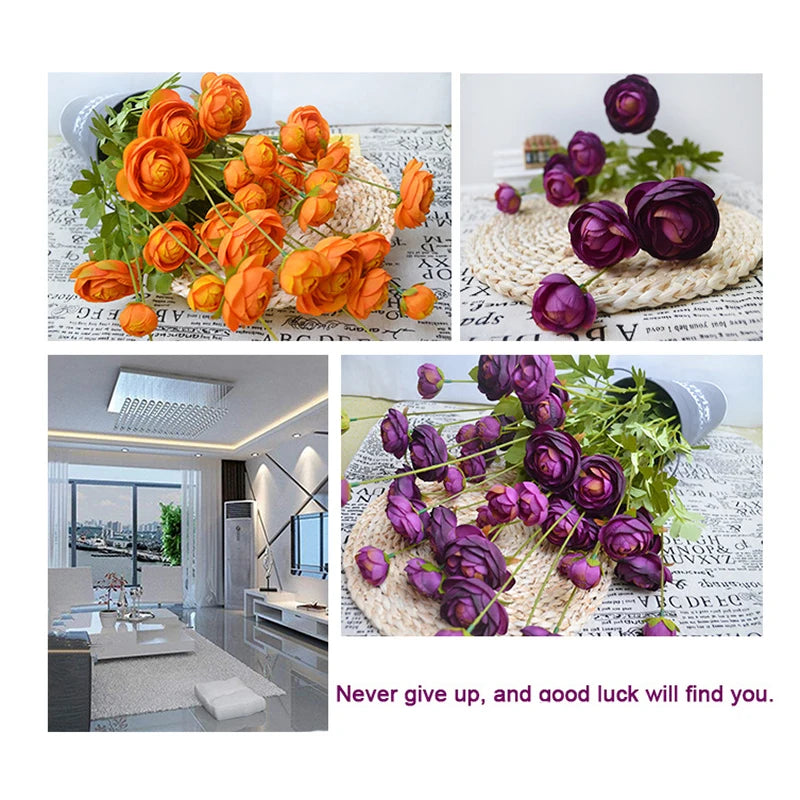 Silk Tea Rose Artificial Flower Bouquet – 8 Heads, 95cm