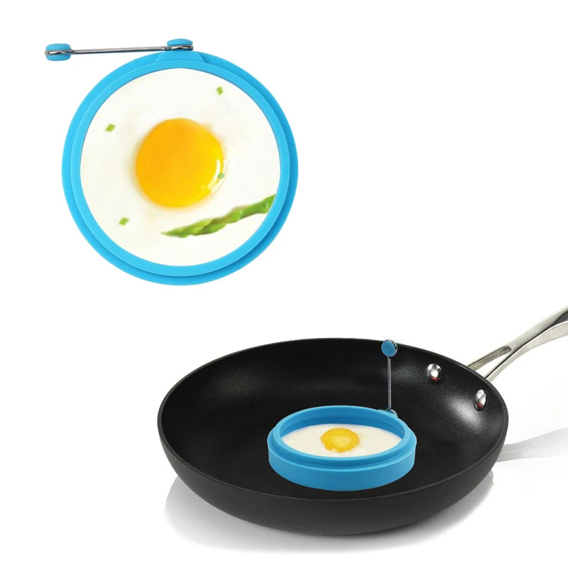 4-Pack Silicone Round Egg Ring Molds – Non-Stick Fried Egg, Omelette & Pancake Shapers, 4 Colors