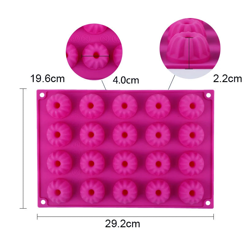 20-Cavity Silicone Chocolate Mold – 3D Mini Chiffon Fondant Cake & Pudding Mold, Oven Safe to 230°C