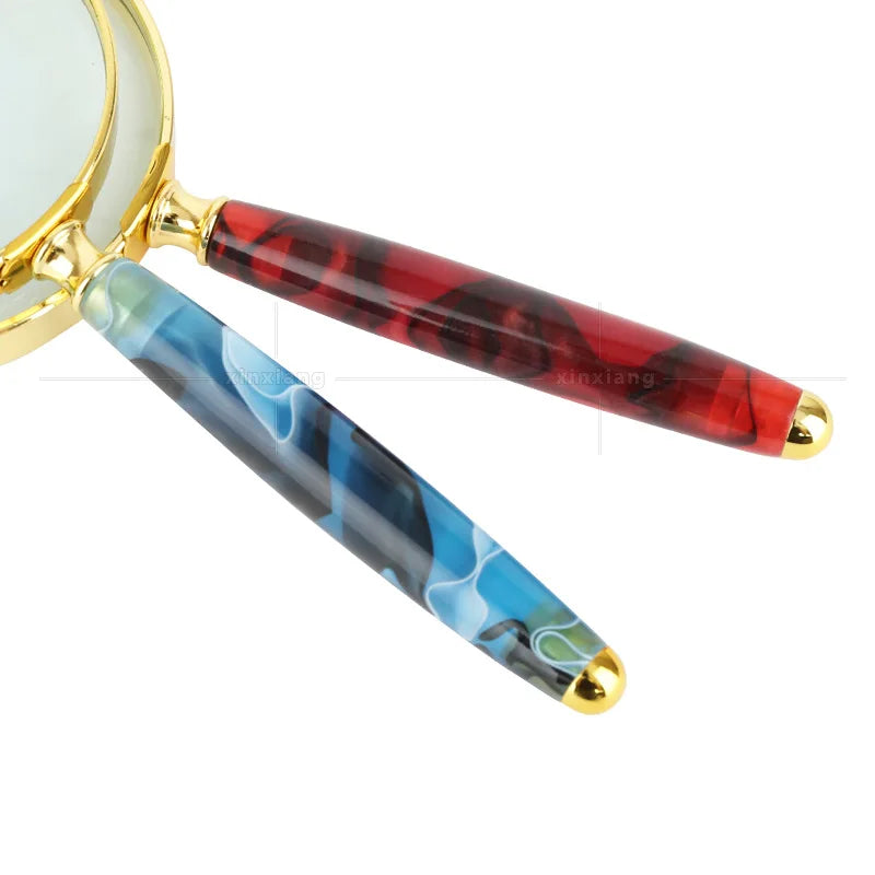 Factory Direct Hand-Held Jade Handle Zinc Alloy Frame Gold-Plated Elders Parents Reading Newspapers Philatelic Magnifying Glass Peaceful Pleasures Health and Wellness