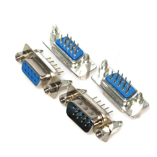 10Pcs Male/Female Blue Straight Pin DB9 D-sub PCB Mount RS232 Serial Port Connector Socket With Screw Nuts Peaceful Pleasures Health and Wellness 10PCS Female