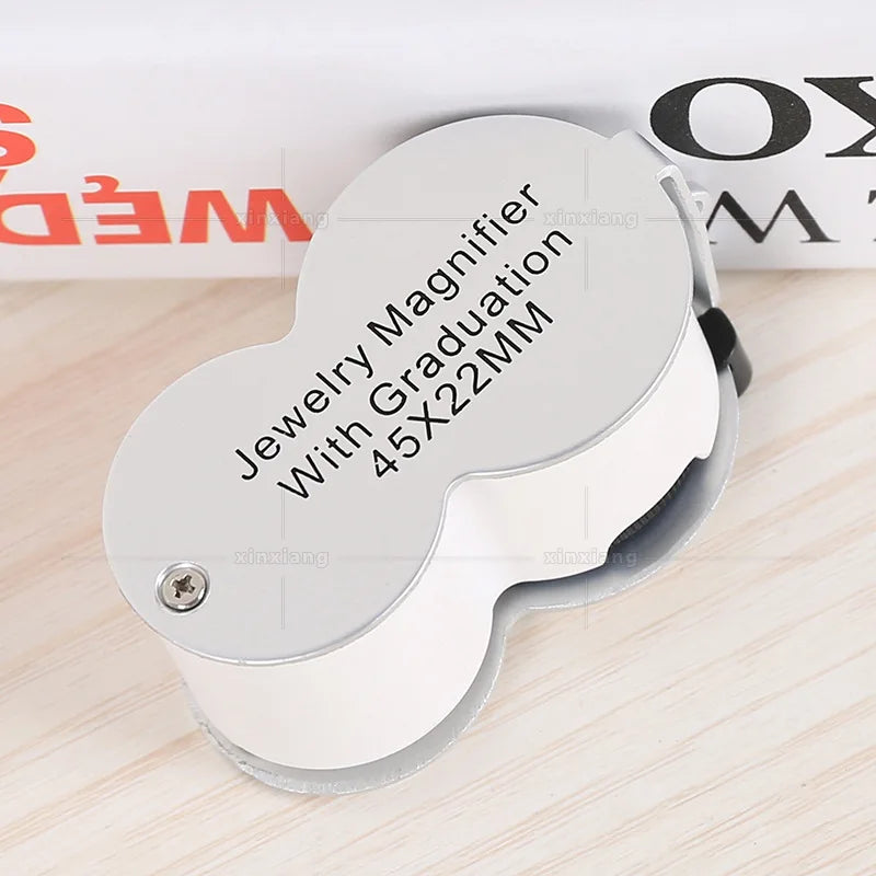 45X Portable with Scale Measuring Magnifying Glass Folding Loupe LED Lamp UV Money Detector Antique Jewelry Antique Appraisal Peaceful Pleasures Health and Wellness