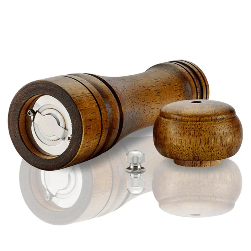 4PC 10inch Classical Oak Wood Pepper Spice Mill Grinder Set Handheld Seasoning Mills Grinder Ceramic Grinding Core BBQ Tools Set
