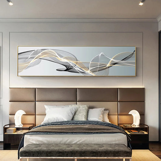 Modern Abstract Lines Canvas Painting Posters and Prints Nordic Wall Art Picture for Living Room Bedroom Luxury Home Decoration Peaceful Pleasures Health and Wellness