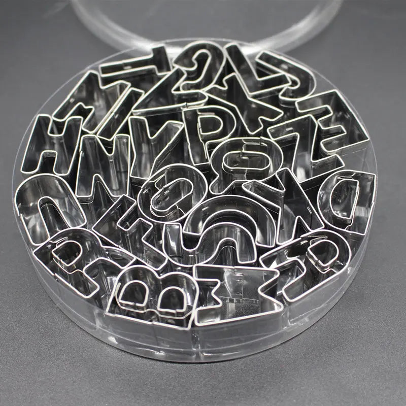 35-Piece Stainless Steel Alphabet Letter & Number Cookie Cutter Set | Fondant, Biscuit & Cake Decorating