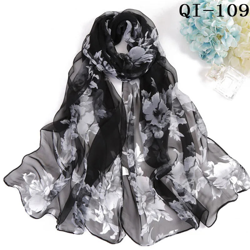 Multiple Lotus Leaf Flower Chiffon Georgette Bandana Scarf Women