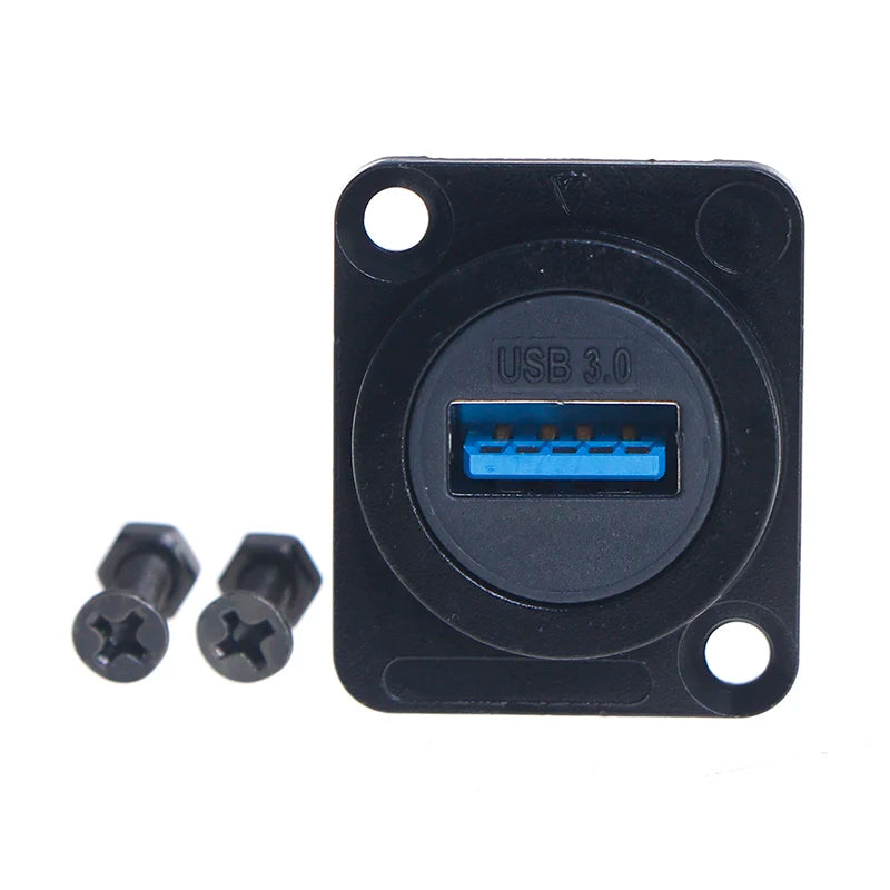 D-Type USB 3.0 Panel Mount Double Pass Metal Connector