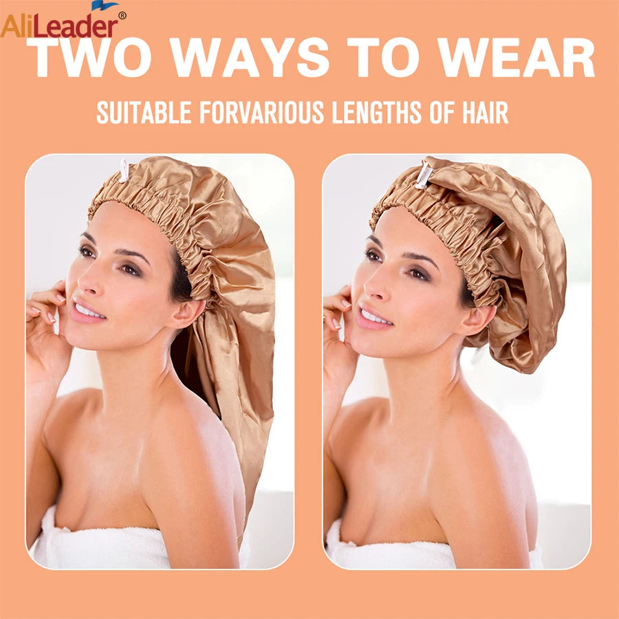 Long Sleep Cap For Women 1 Pack Large Soft Elastic Band Satin Bonnet For Braids Dreadlocks Long Curly Hair 12 Colors Choose Peaceful Pleasures Health and Wellness