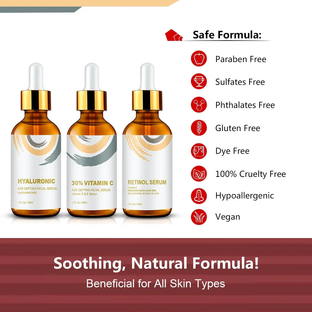 ENVISHA Face Serum Set – Vitamin C, Retinol & Hyaluronic Acid Face Serum Peaceful Pleasures Health and Wellness