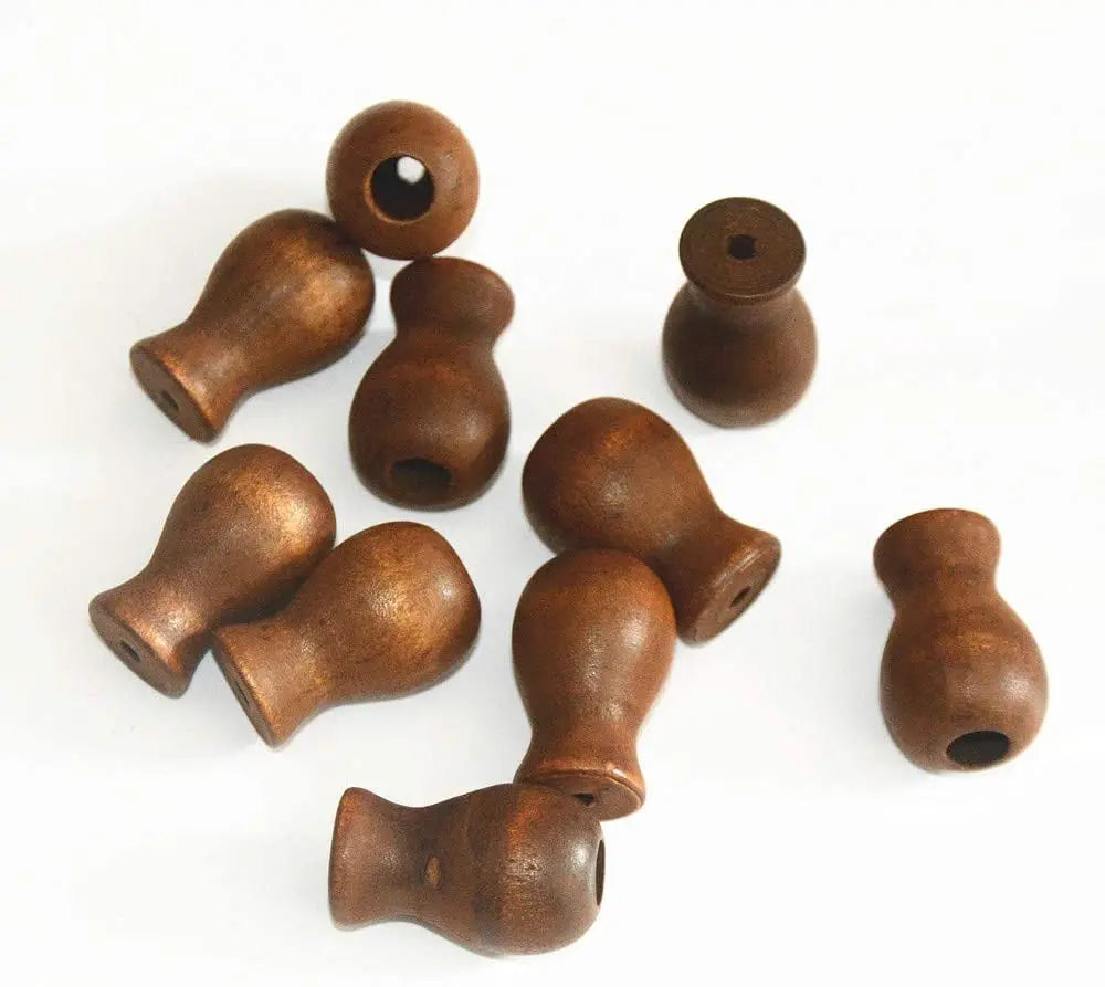 12pcs Brown Wood Tassel for Window Blinds White Cord Knobs Wooden Hanging Ball Pulls for Curtain Craft Peaceful Pleasures Health and Wellness