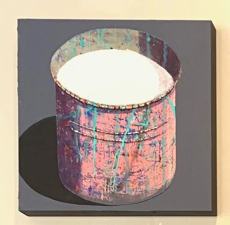 Hand-painted Oil Painting Paintings of Stephane Braud, Acrylic Painting, Paint Bucket with Paint Framed, Ready to Hang Peaceful Pleasures Health and Wellness white 35x35cm