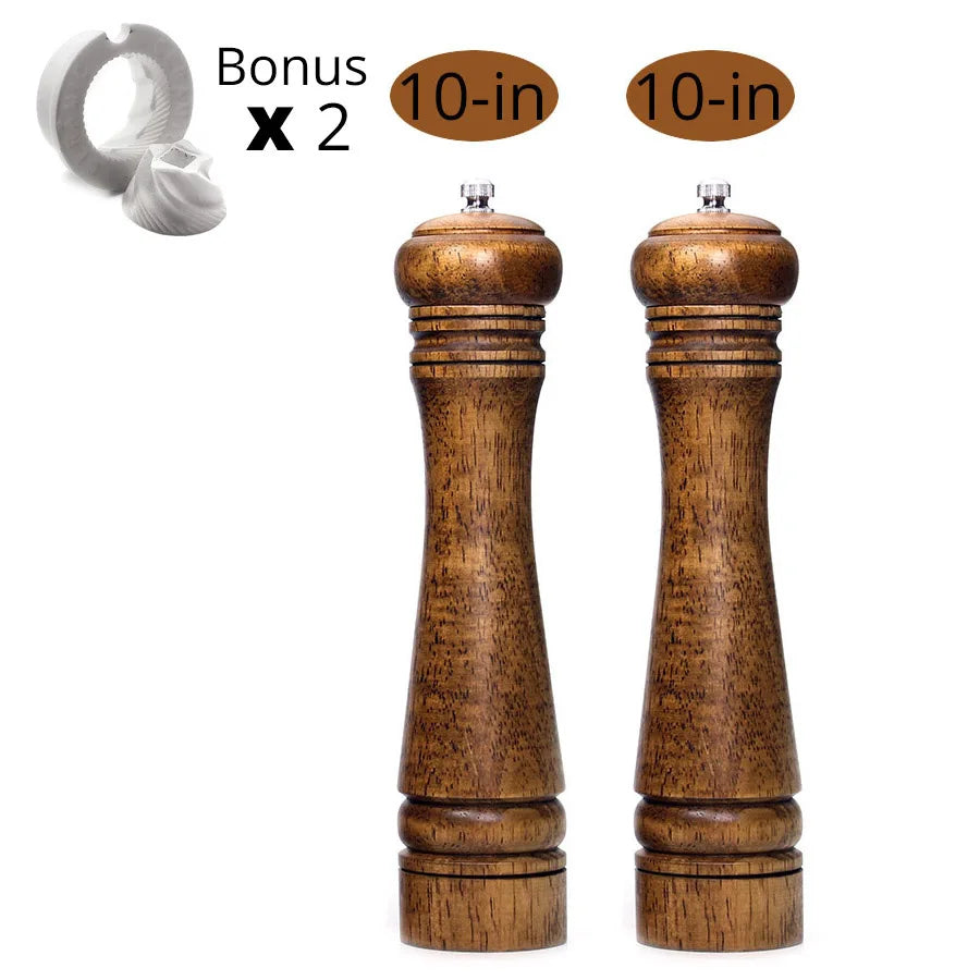 Salt and Pepper Mills, Solid Wood Pepper Mill with Strong Adjustable Ceramic Grinder 5" 8" 10" - Kitchen Tools by Leeseph Peaceful Pleasures Health and Wellness 10 and 10 inch China Mainland