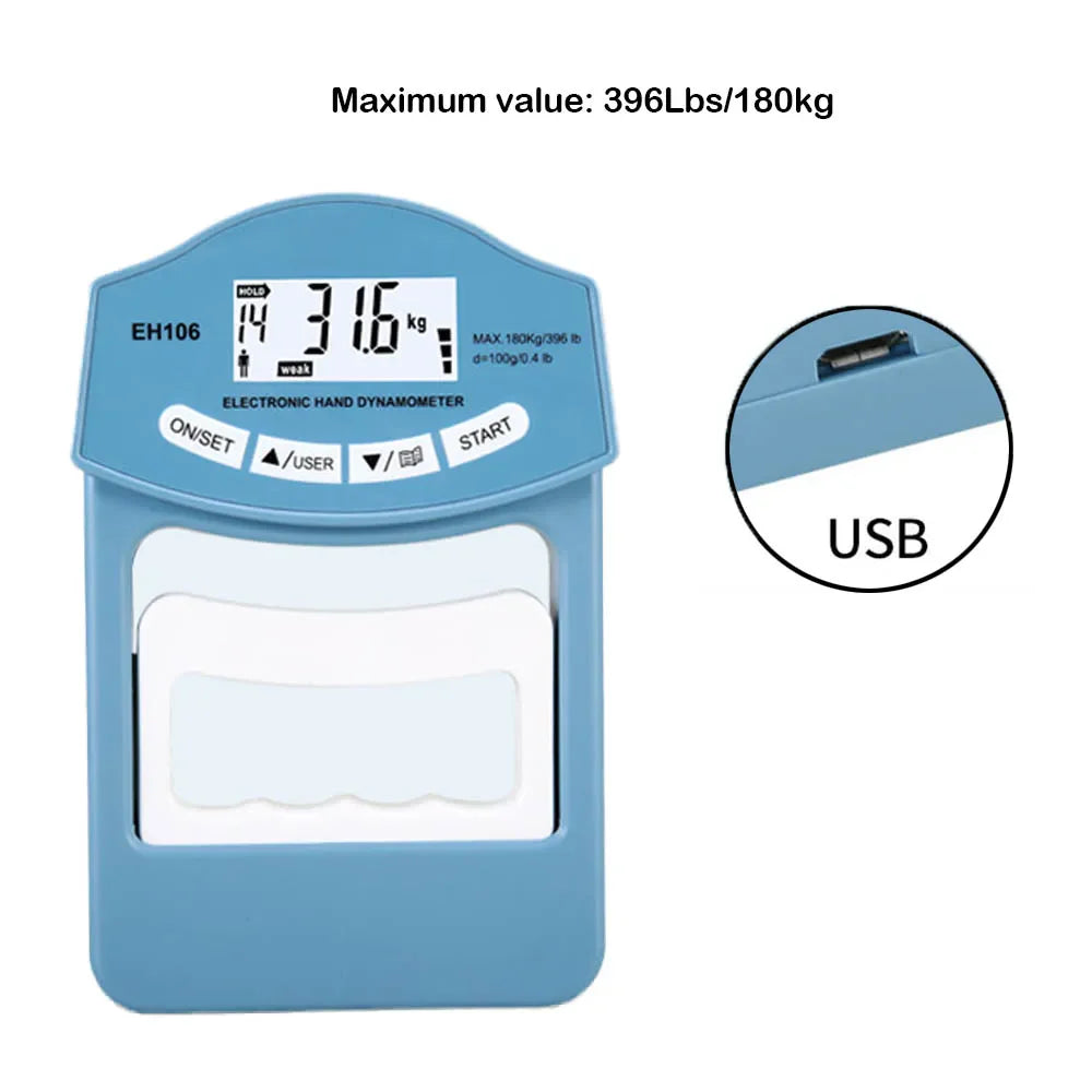 Digital Hand Dynamometer Grip Strength Meter – 396 lbs / 180 kg