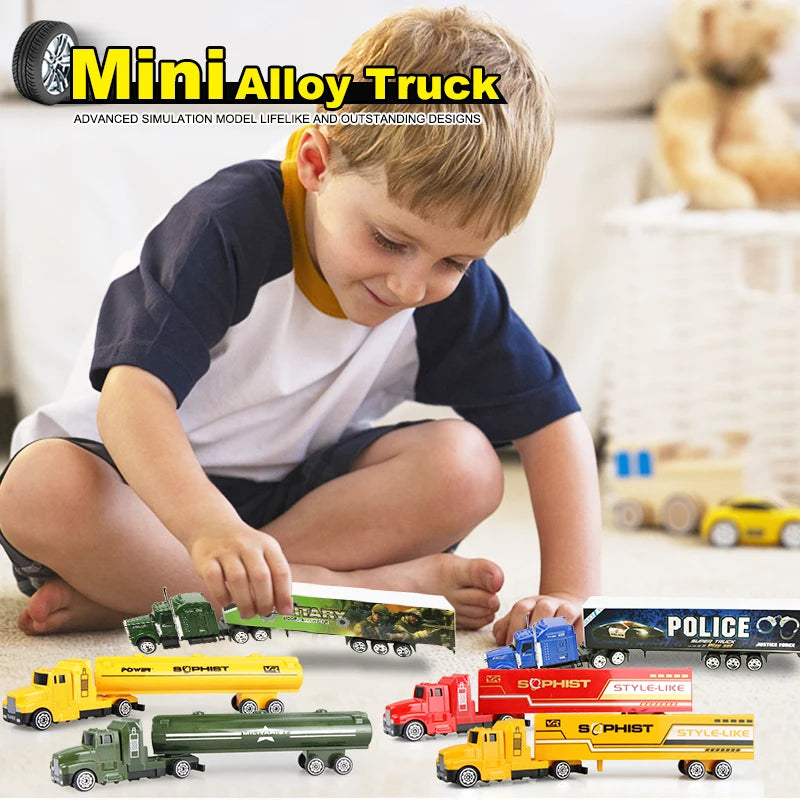Sliding Alloy Truck Model Diecast Car Toy Container Oil Tank