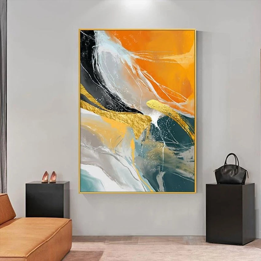 Modern Frameless Abstract Hand Drawn Canvas Oil Painting Wall Decorative Art Mural Living Room Bedroom Restaurant Hotel Poster Peaceful Pleasures Health and Wellness