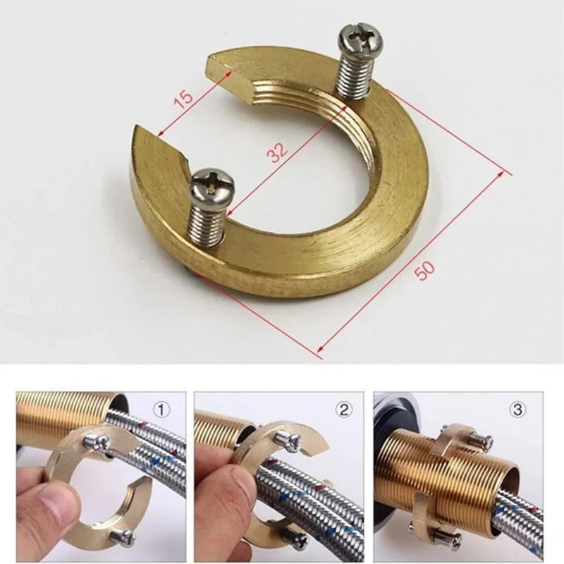 Brass C-Type Faucet Nut Cap & Circlip Washer Fixing Kit