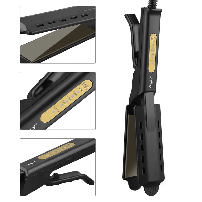 Professional Titanium Alloy Hair Straightener Wide Plate Flat Iron Temperature Adjustable with Venting Hole Straightening Iron Peaceful Pleasures Health and Wellness