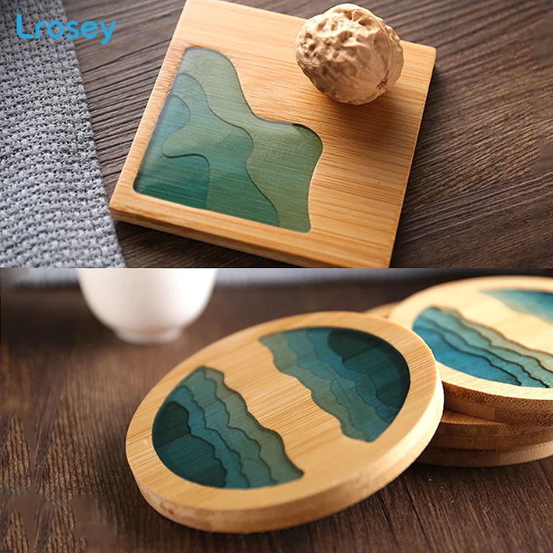 Bamboo Art Coaster | Non-Slip Heat-Resistant Cup Mat Round