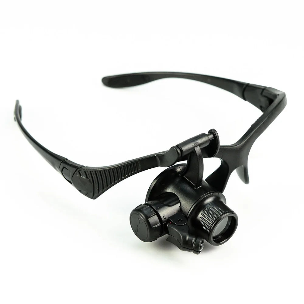 Headband Magnifying Glasses 10X 15X 20X 25X Loupe with Led Monocular Eye Mask Magnifying Glass Replaceable Lens Peaceful Pleasures Health and Wellness