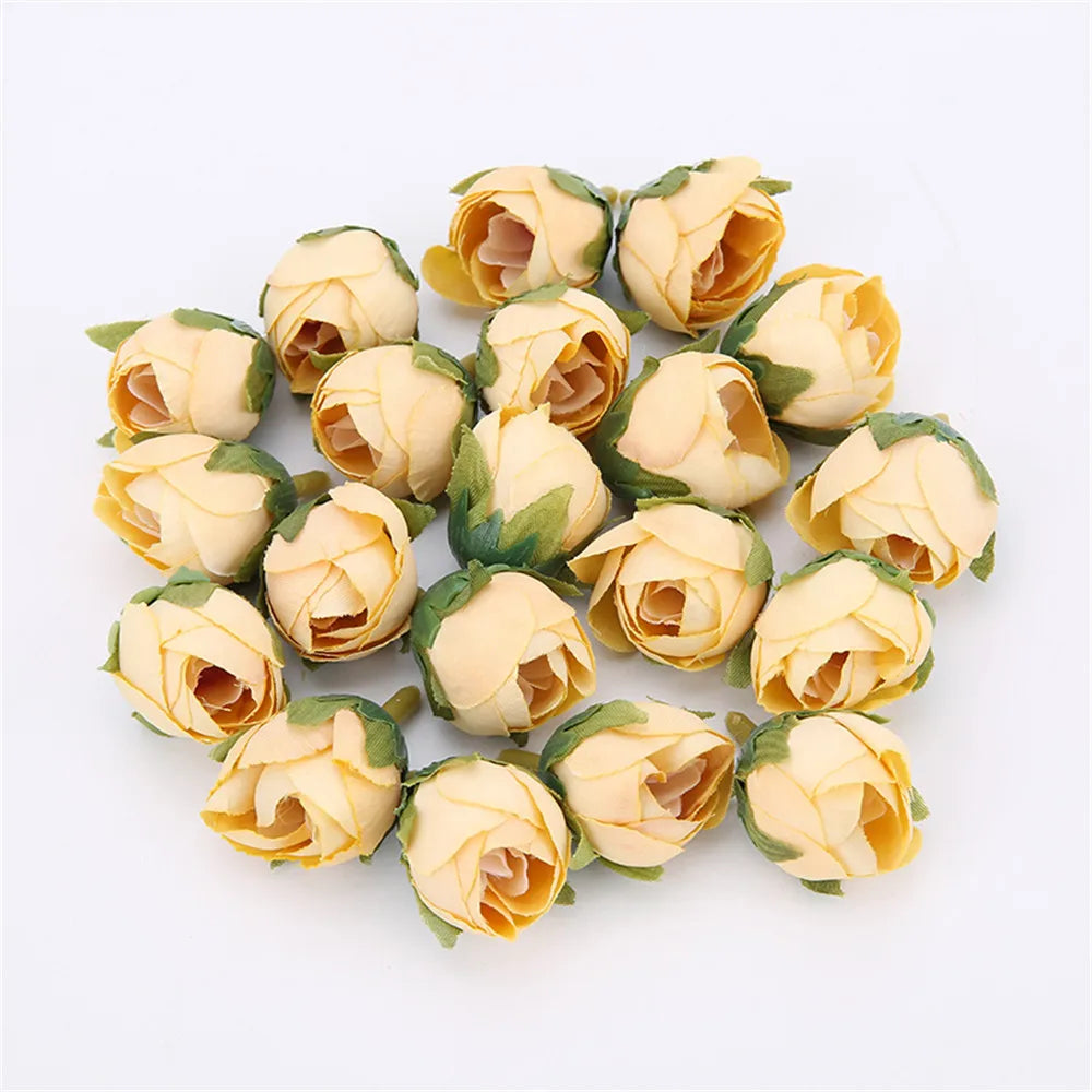 Silk Rose Tea Bud Artificial Flowers 10/20pcs – Wedding DIY Decor