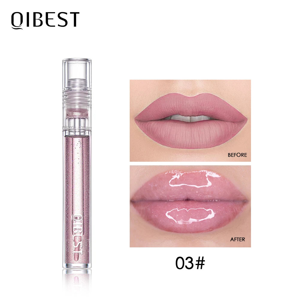 QIBEST Moisturizer Plumper Lip Gloss Long Lasting Transparent Lipgloss Base Watery Luster Glossy Lip Tint Waterproof Lips Makeup Peaceful Pleasures Health and Wellness 3