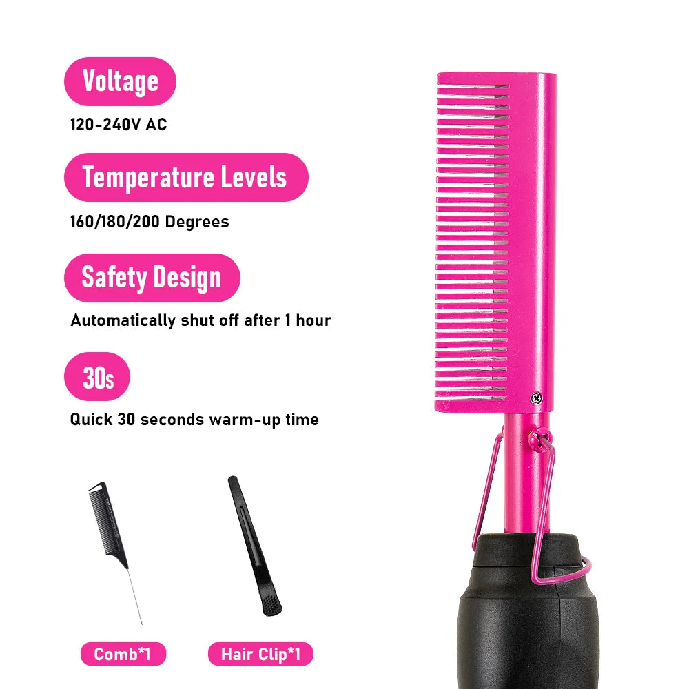 3 in 1 Hot Comb Straightener Electric Hair Straightener Hair Curler Wet Dry Use Hair Flat Irons Hot Heating Comb For Hair Peaceful Pleasures Health and Wellness