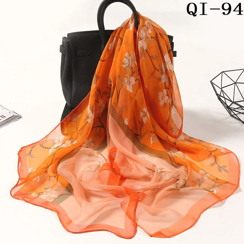 Multiple Lotus Leaf Flower Chiffon Georgette Bandana Scarf Women