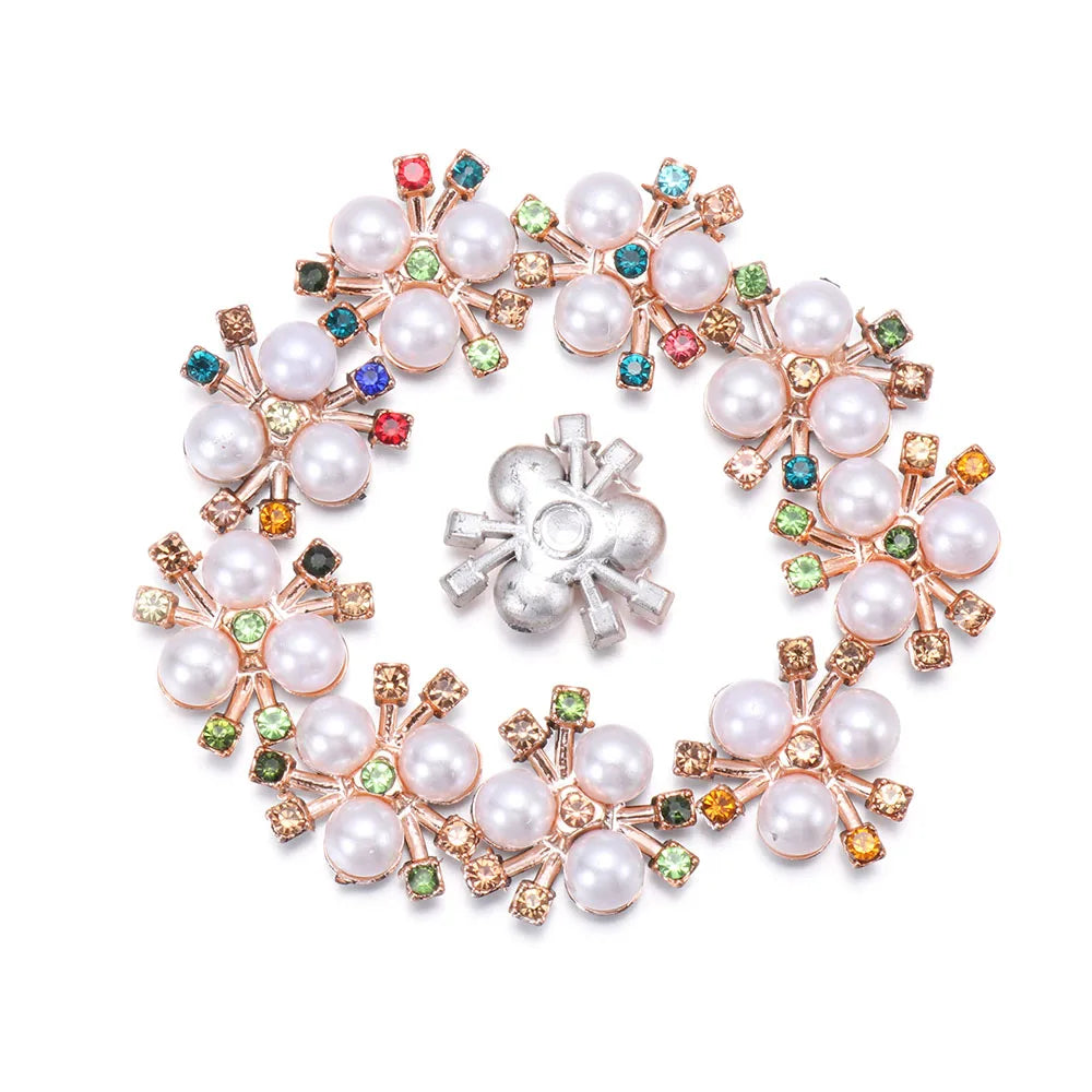 10PCS Pearl Flower Rhinestone Buttons | Crystal Sewing Embellishments