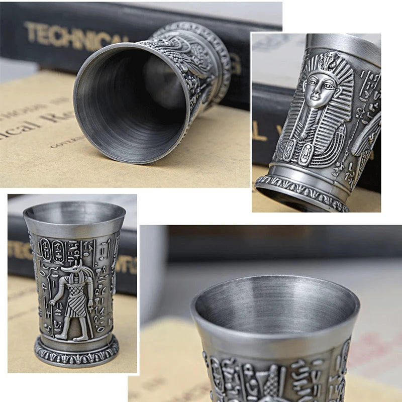 Ancient Egypt Decorative Metal Wine Goblet – Retro Egyptian Chalice, Unique Gift for Halloween & Christmas