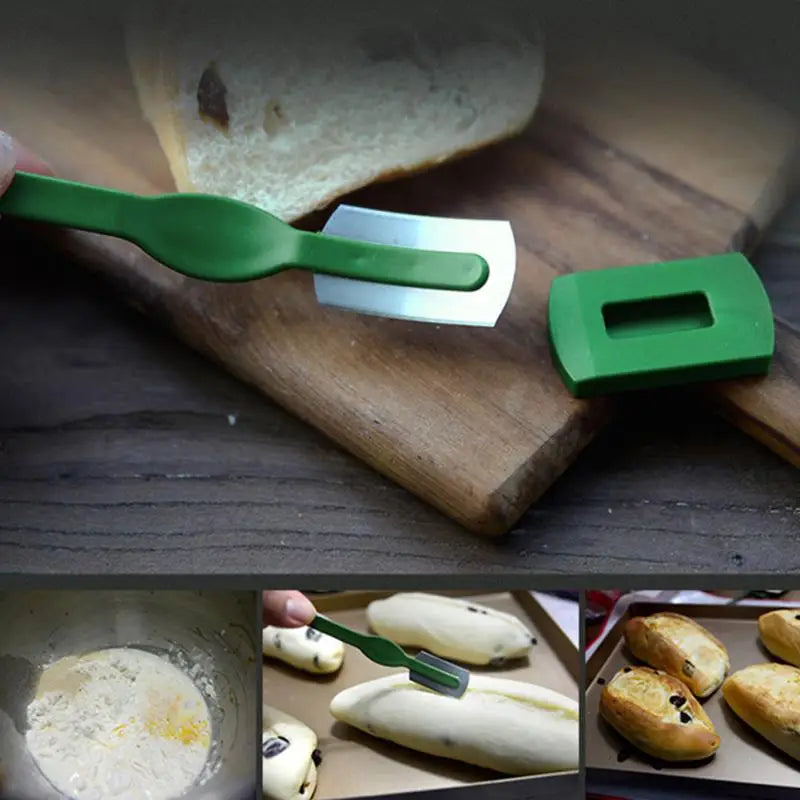 Plastic Bread Lame Tools Pastry Scraper Bread Knife/Slicer/Cutter Dough Breads Scoring Lame with Blades and Cover Peaceful Pleasures Health and Wellness
