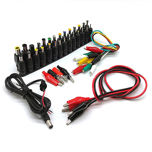 1 Set /38pcs Universal AC DC Jack Charger Connector Plug for Laptop /Notebook AC DC Power Adapter + Banana Plug + Alligator Clip Peaceful Pleasures Health and Wellness Default Title