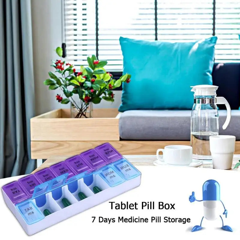 14 Grids Pill Box Case 7 Days Weekly Pill Case Medicine Tablet Dispenser Organizer Pill Box Splitters Pill Storage Container Peaceful Pleasures Health and Wellness