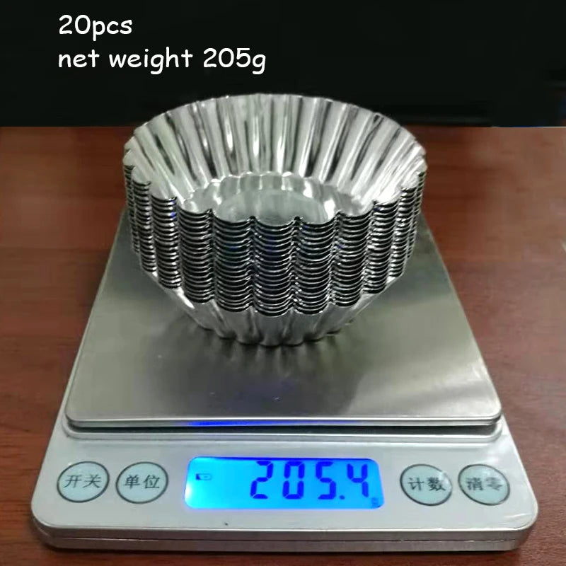 20-Pack Aluminum Chrysanthemum Egg Tart & Cake Mold Set | 7cm Reusable Baking Molds