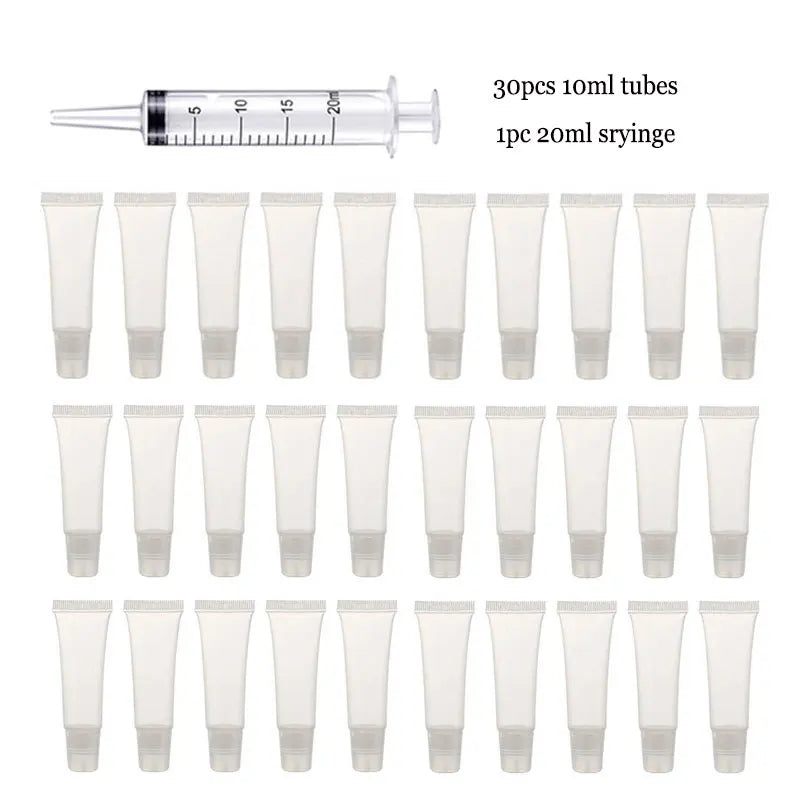 Empty Lip Gloss Tubes with Syringe Clear Soft Lip Gloss Container Refillable Lipgloss Tubes for DIY Cosmetic Makeup Peaceful Pleasures Health and Wellness 30pcs 10ml