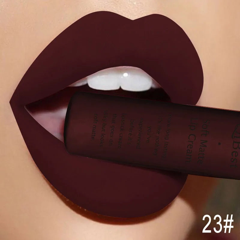 QIBEST Waterproof Lip Gloss Nude Matte Liquid Lipstick Long Lasting Lipgloss Lip Glace Black Lipstick Lip Tint Makeup For Women Peaceful Pleasures Health and Wellness