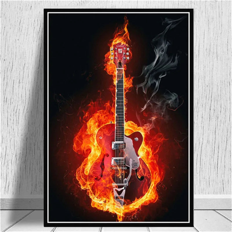 Guitar Wall Pictures Canvas Poster And Prints Modern Musical Instruments Painting For Living Room Bar Home Decor Aesthetic Peaceful Pleasures Health and Wellness F 50X70cm No frame