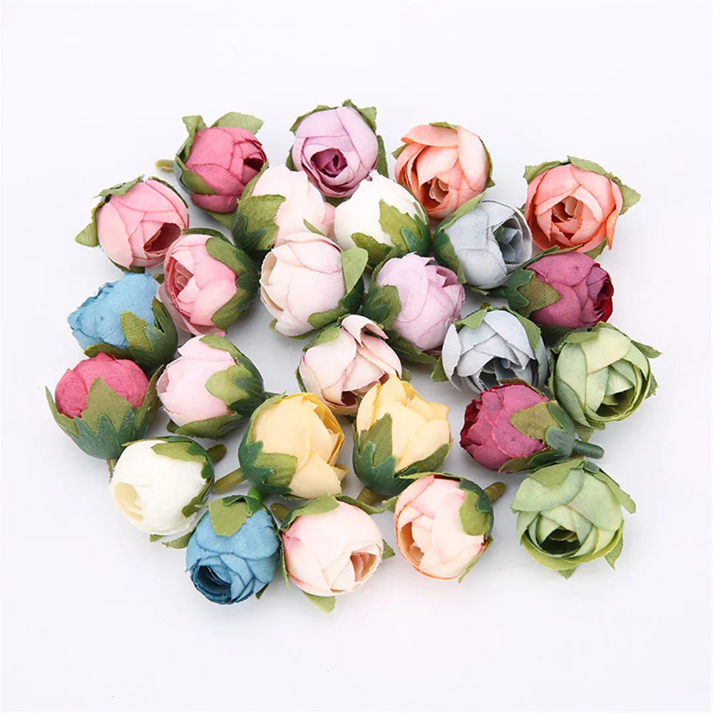Silk Rose Tea Bud Artificial Flowers 10/20pcs – Wedding DIY Decor
