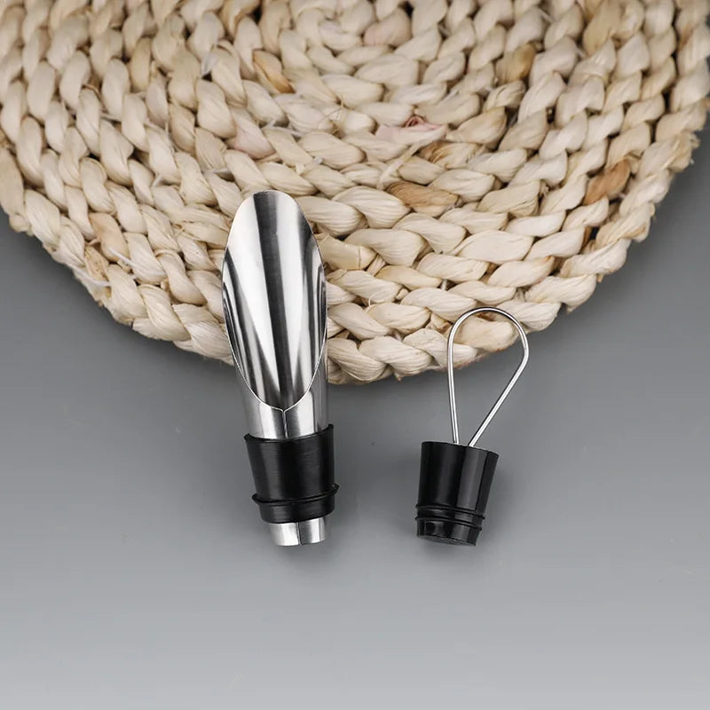 4Pcs 2 In 1 Splendid Wine Stopper Red Wine Pouring Tool Stainless Steel Wine Bottle Stoppers Funnel Pourer Wine Bottle Pourer Peaceful Pleasures Health and Wellness